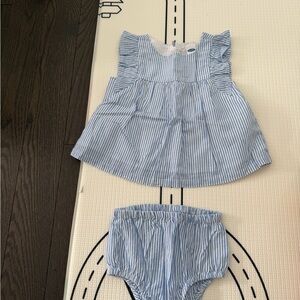 Old Navy Light Blue Striped Kids Dress